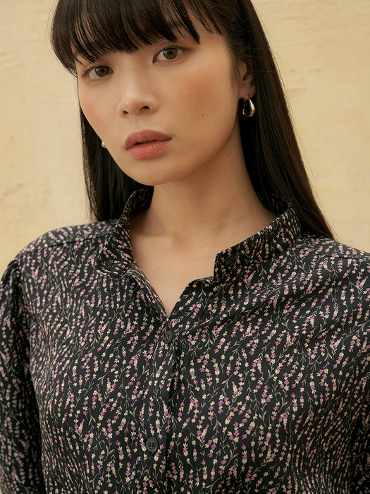 FSTS SHIRRING PATTERN BLOUSE BLACK