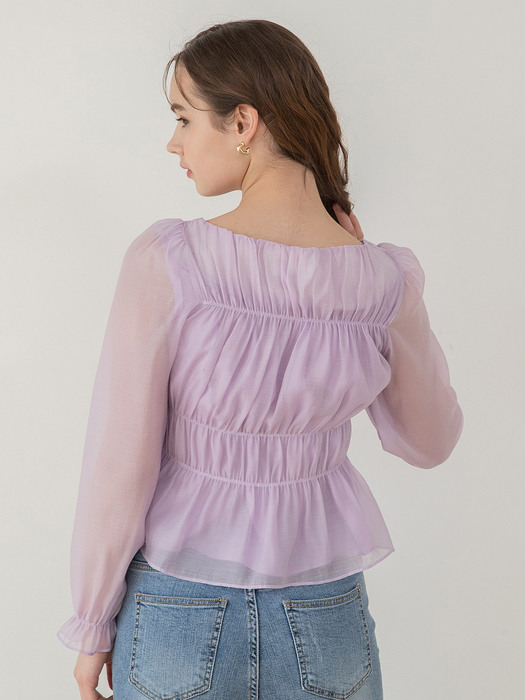 Square Band Blouse Purple