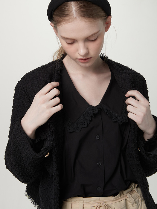 Ruffled collar blouse - Black