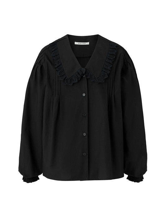 Ruffled collar blouse - Black