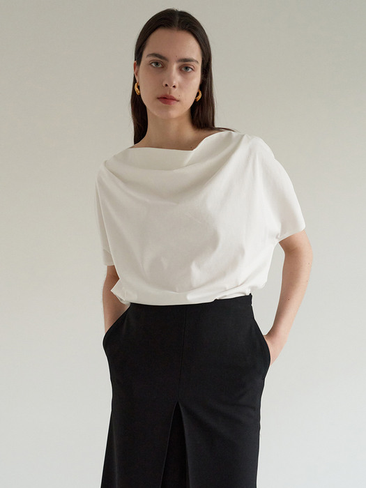 TOS DRAPED NECK TOP_3COLOR