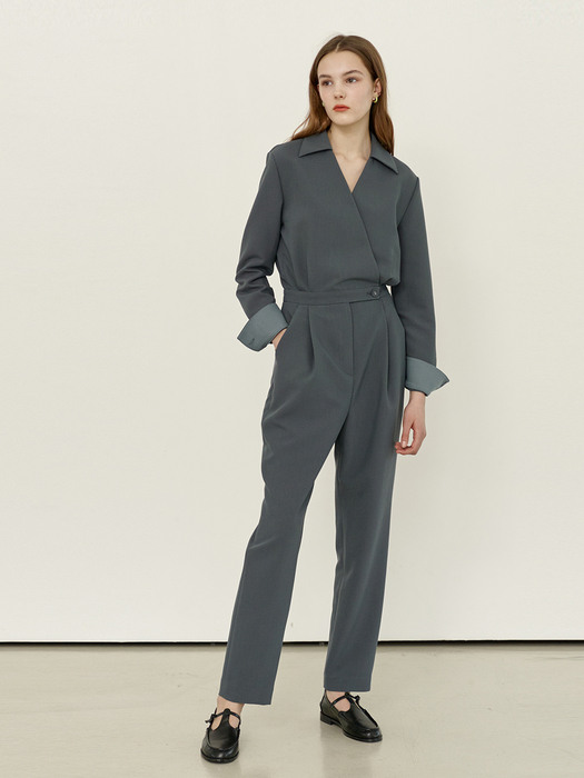 [N]BANONG V-neck jumpsuit (Gray)