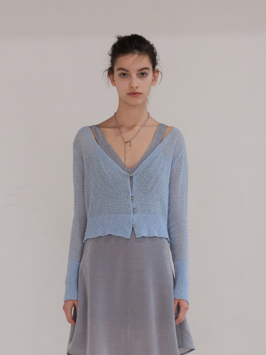 SEE-THROUGH KNIT CARDIGAN (LIGHT BLUE)