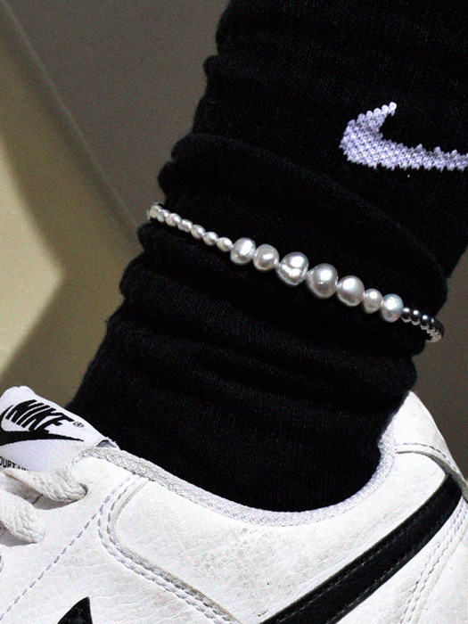 Grey Pearl Mix Beading Anklet