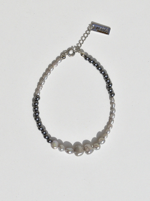 Grey Pearl Mix Beading Anklet