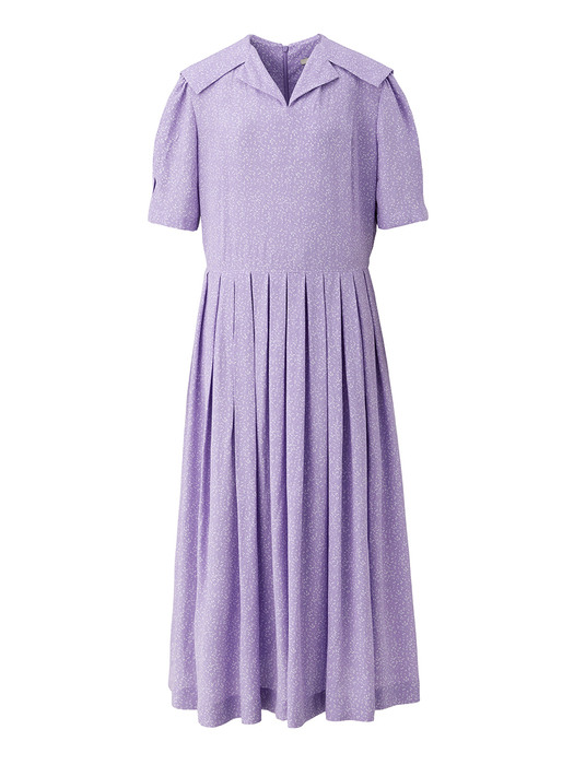 [단독] Sailor collar tuck dress - Light purple flower