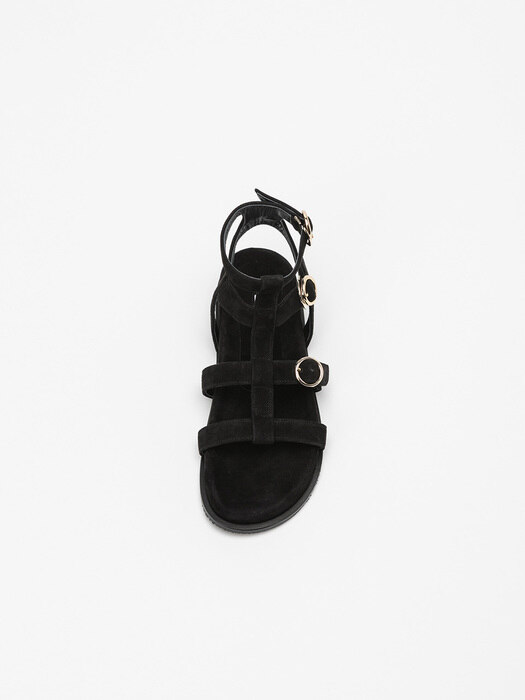 Thea Gladiator Sandals in Black Suede