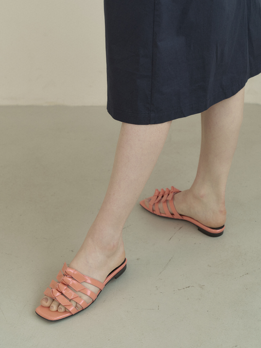 Knotted Ribbon Mules_Coral
