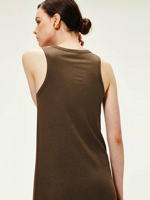 RIBBED COTTON MODAL BLEND ONEPIECE_KHAKI BROWN