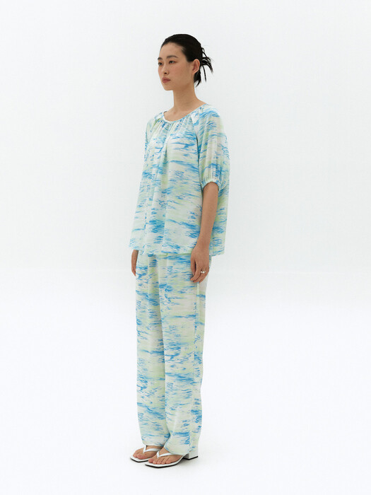 Silky wave pants - Blue