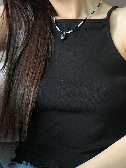 [단독] bead mix necklace_black