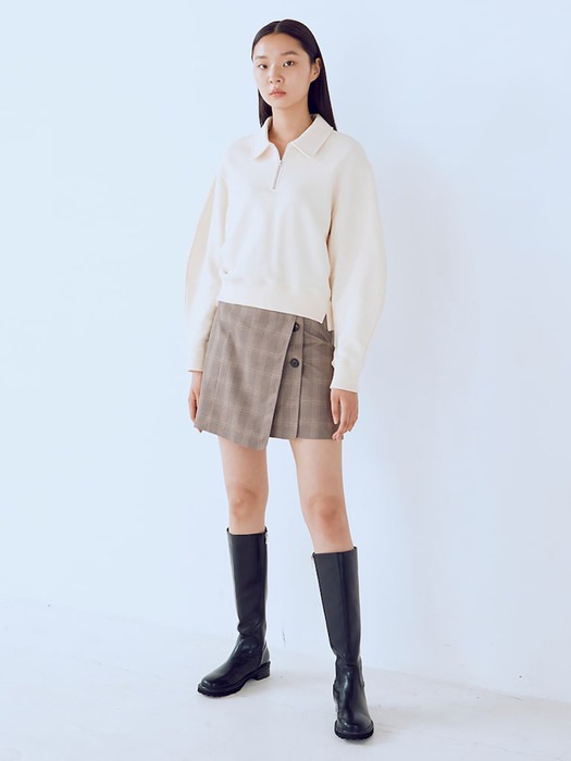 Button Detail Wrap Mini Skirt  Brown (KE1827M03D)