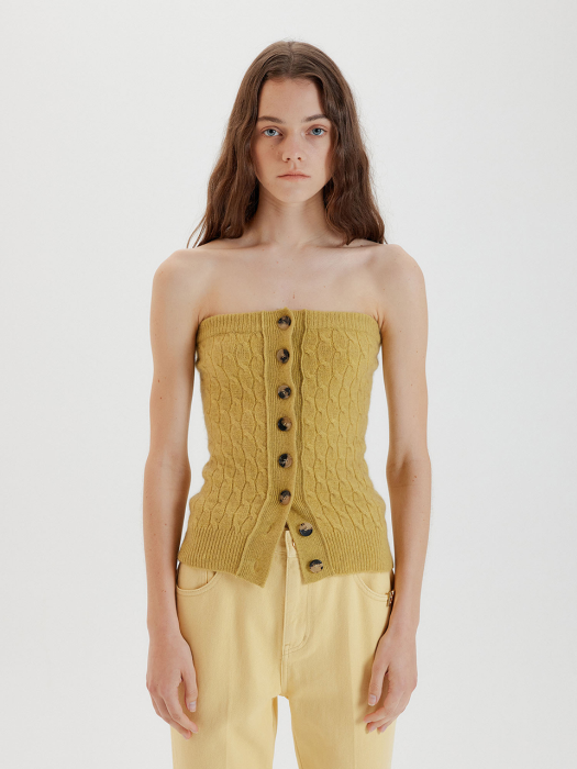 TWIST Cable Knit Bustier - Yellow