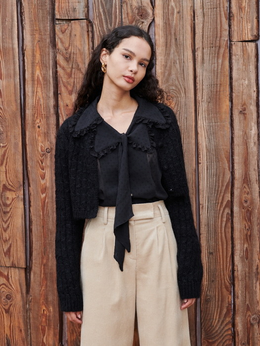 Kid-mohair wool cropped knit cardigan