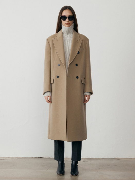 UNISEX TAILORED DOUBLE-BREASTED WOOL COAT SOFT CAMEL_UDCO1D115CM