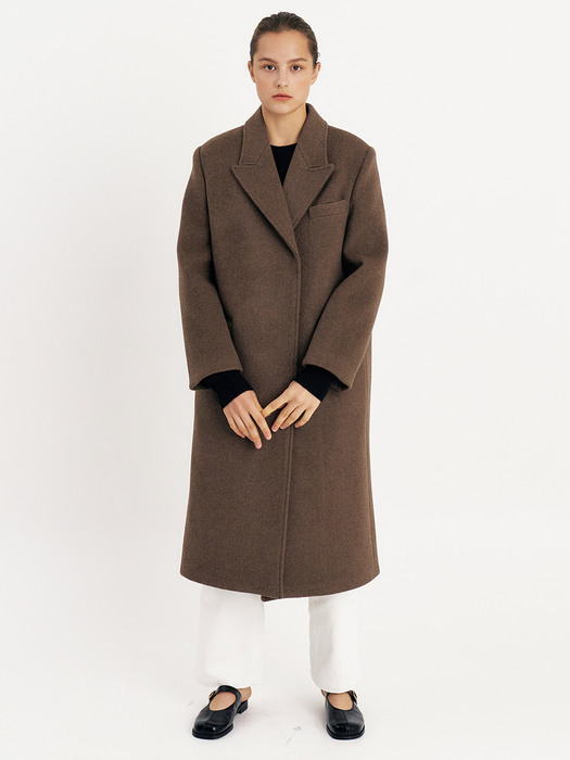 comos608 Tailored semi-double long coat (brown)
