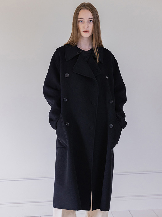 핸드메이드 울-캐시 코트 Handmade Wool-Cashmere Double coat - Black