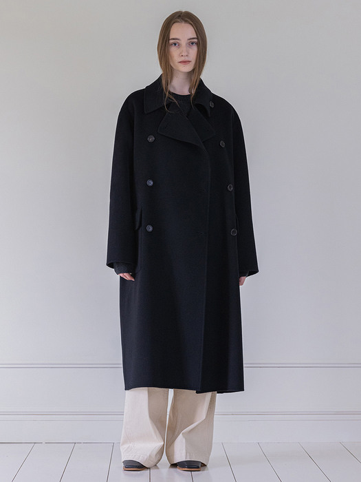 핸드메이드 울-캐시 코트 Handmade Wool-Cashmere Double coat - Black