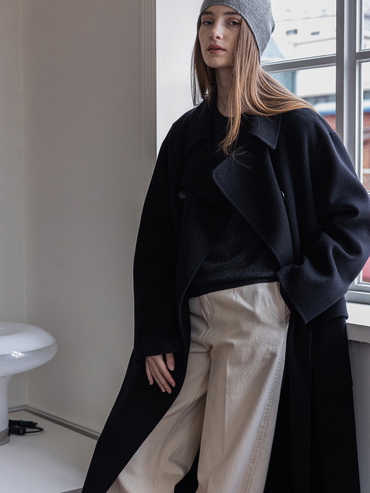 핸드메이드 울-캐시 코트 Handmade Wool-Cashmere Double coat - Black