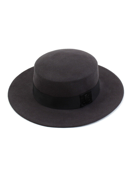 Flat Gray Long Wool Fedora 울페도라