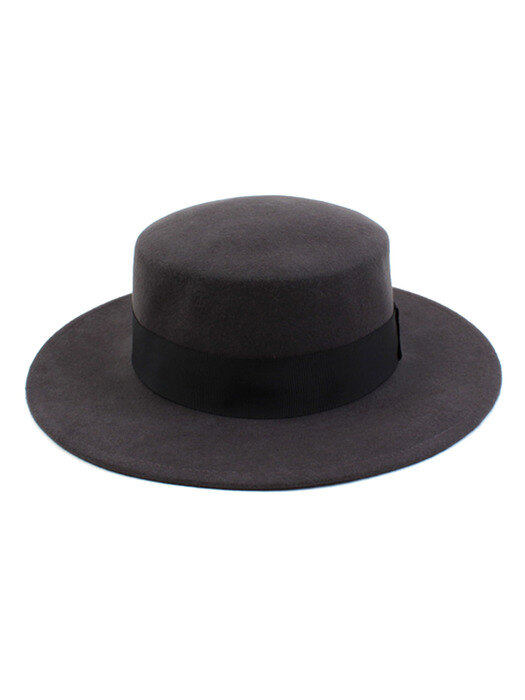 Flat Gray Long Wool Fedora 울페도라