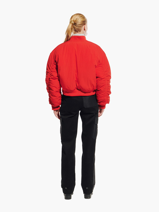 CROPPED BOMBER JACKET - RED
