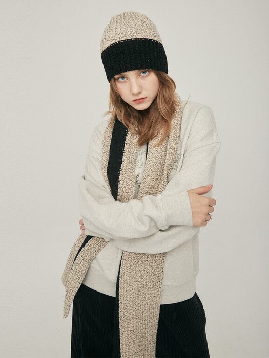 LO COLOR BLOCK MUFFLER(BEIGE)