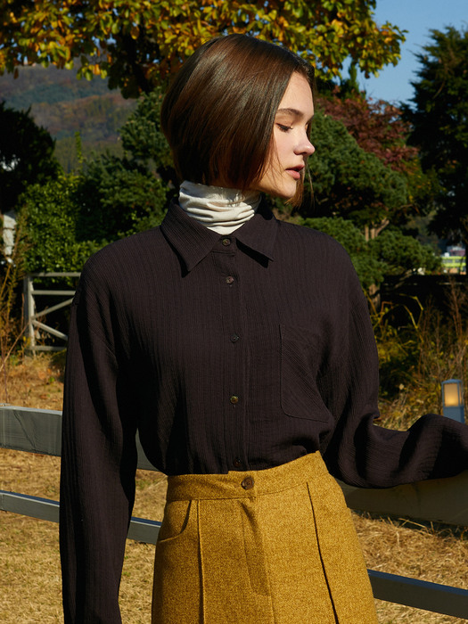 amr1333 pleats shirt (brown)