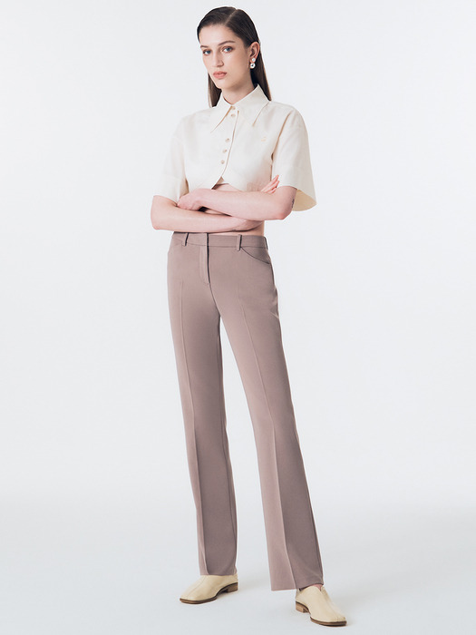 [Drama Signature] Slim Bootcut Trousers_ROSE BEIGE