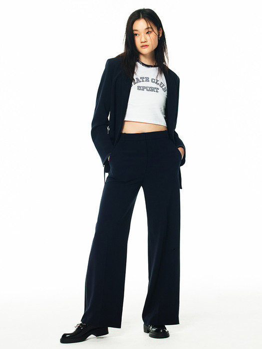 [Drama Signature] Shawl Collar Blazer + Wide-leg Trousers SET (NAVY)