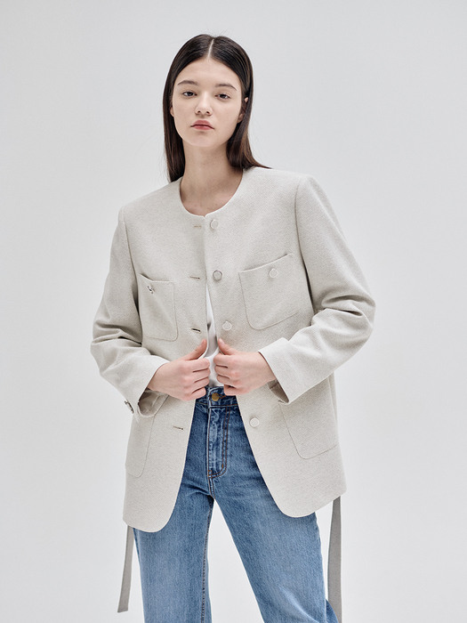 [단독] 22SN tweed long jacket [WH]