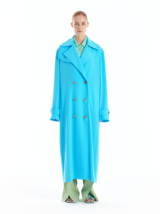 UTICA Double-Breasted Trench Coat - Sky Blue