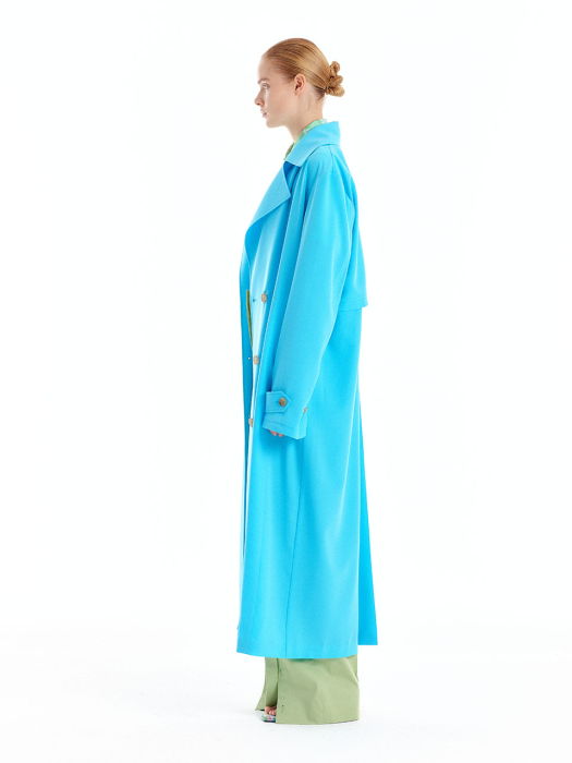 UTICA Double-Breasted Trench Coat - Sky Blue