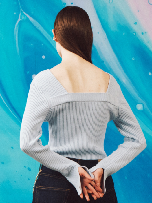 DEBBYS TWO WAY NECK POINT KNIT TOP_SKYBLUE