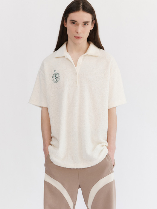 TERRY COLLARED T-SHIRT, IVORY