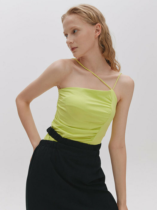 UNBALANCE SHIRRING SLEEVELESS(NEON)