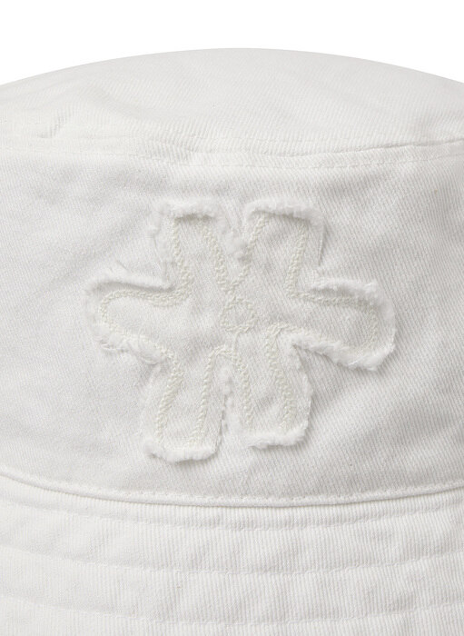 FLOWER EMBROIDERY BUCKET HAT, WHITE