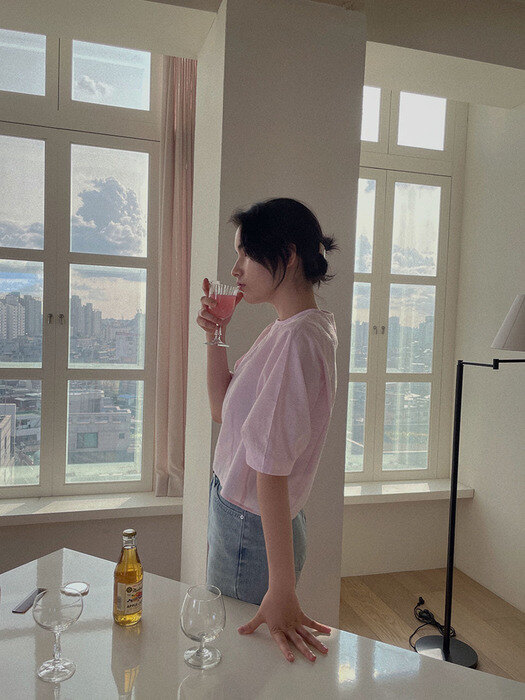 [SALT Label] CROP PUFF BLOUSE_PINK