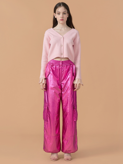 [22FW] Metallic Cargo Padding Pants - Neon Pink