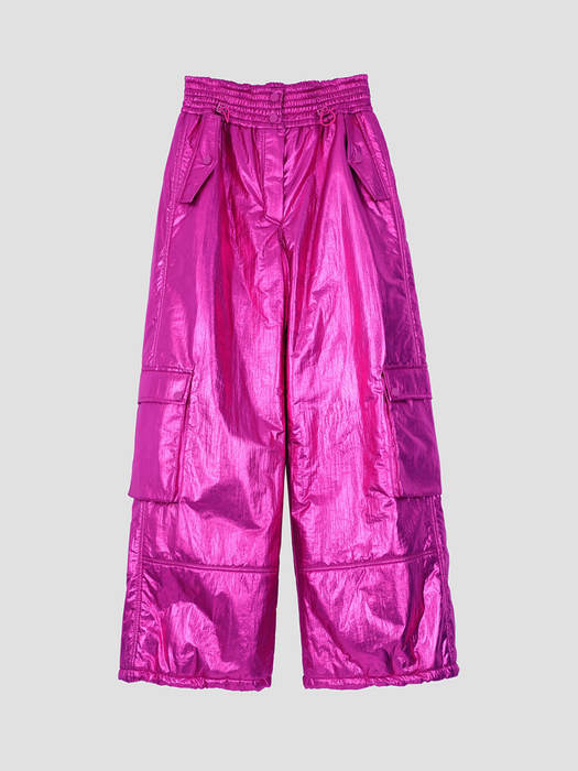 [22FW] Metallic Cargo Padding Pants - Neon Pink