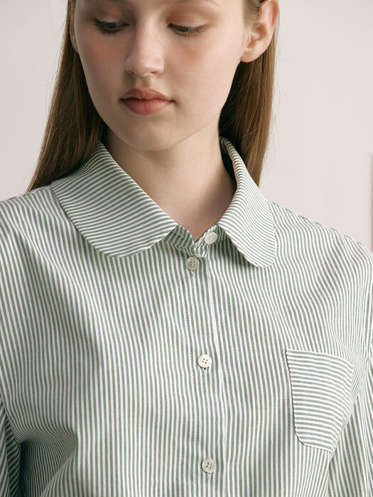 MOLESEY Round collar shirt (White/Mint)