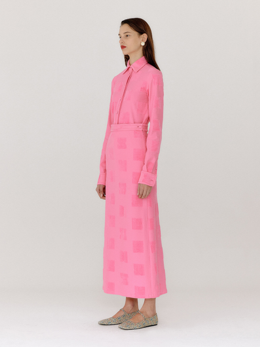 VEROTA Logo Pattern Long Skirt - Pink