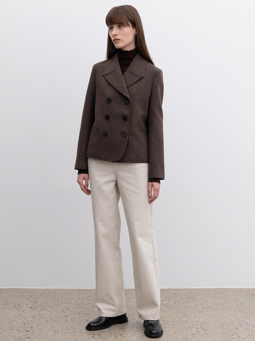 wool blend double jacket (brown)