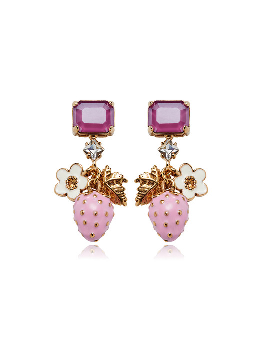 Crystal & Berry Earrings Pink