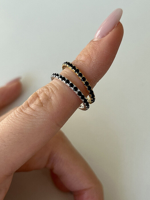 [925silver] Micro onyx ring (2color)