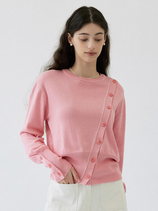 Modal Button Knit_Pink