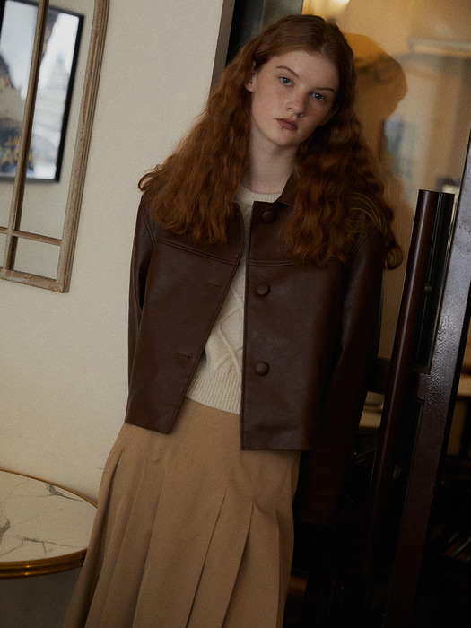 Eco Leather Crop Jacket_2color