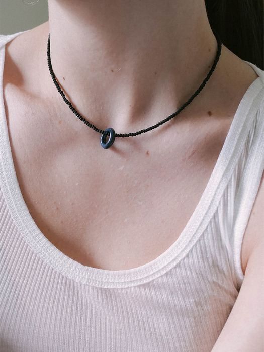 [단독][Glass,Crystal,925silver]Minimal necklace(4color)