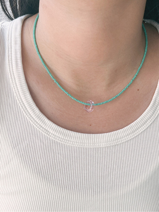 [단독][Glass,Crystal,925silver]Minimal necklace(4color)