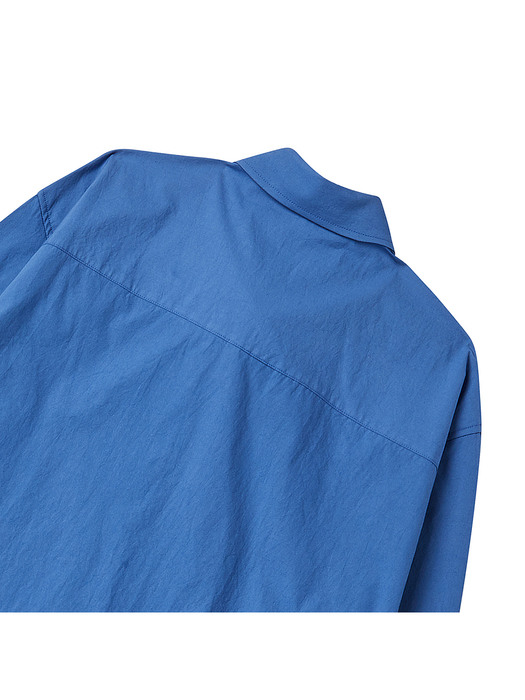 노맨틱 베이직 로고 40수 코튼 셔츠 블루